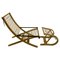 Rattan & Steam Bent Chair & Ottoman, 1960s, Set of 2 1