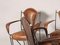 French Iron Frame with Stitched Leather Armchairs by Charlotte Perriand & Jacques Adnet, 1950s, Set of 4, Image 9