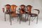 Französische Esszimmerstühle aus Leder mit Nähten von Charlotte Perriand & Jacques Adnet, 1950er, 4er Set 1