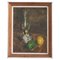 Gustave de Smet, Stillleben mit Öllampe und Früchten, Öl auf Holz, 1930er, Gerahmt 1