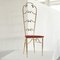 High Back Chiavari Chair in Brass and Embroidery, 1950s 6