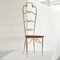 High Back Chiavari Chair in Brass and Embroidery, 1950s, Image 6