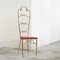 High Back Chiavari Chair in Brass and Embroidery, 1950s 10