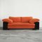 Eileen Gray zugeschriebenes Lota Sofa aus schwarzem Lack & orangefarbenem Stoff, 1980er 4