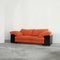 Eileen Gray zugeschriebenes Lota Sofa aus schwarzem Lack & orangefarbenem Stoff, 1980er 2