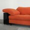 Eileen Gray zugeschriebenes Lota Sofa aus schwarzem Lack & orangefarbenem Stoff, 1980er 6