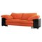 Eileen Gray zugeschriebenes Lota Sofa aus schwarzem Lack & orangefarbenem Stoff, 1980er 1