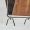 Mid-Century Magazine Rack in Patinated Cognac Leather, Brass and Metal, 1940s 7