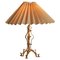 Art Nouveau Table Lamp in Patinated Brass with Plissé Shade, 1930s, Image 1