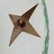 Art Deco Wall Clock in Rough Edged Glass with Brass Stars, 1940s 4
