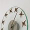 Art Deco Wall Clock in Rough Edged Glass with Brass Stars, 1940s 3