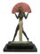 Espana Sculpture Tischlampe aus Spelter, Marmor & rotem Glas von Raymonde Guerbe für Max Le Verrier, 2020er 1