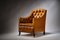 Vintage Lacquered Tan Leather Deep Buttoned Club/Desk Chair, England, 1930s, Image 4