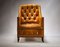 Vintage Lacquered Tan Leather Deep Buttoned Club/Desk Chair, England, 1930s, Image 3