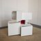 Centre Piece Storage Unit in White Lacquered Wood with Red Central Insert in the style of Designer Ludovico Acerbis, 1970s 2