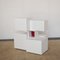 Centre Piece Storage Unit in White Lacquered Wood with Red Central Insert in the style of Designer Ludovico Acerbis, 1970s 4