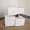 Centre Piece Storage Unit in White Lacquered Wood with Red Central Insert in the style of Designer Ludovico Acerbis, 1970s 3