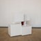 Centre Piece Storage Unit in White Lacquered Wood with Red Central Insert in the style of Designer Ludovico Acerbis, 1970s 8