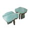 Italian Blue Turquoise Side Tables in Ceramic and Brass, 1990s, Set of 2 2