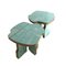 Italian Blue Turquoise Side Tables in Ceramic and Brass, 1990s, Set of 2 1