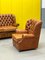 Vintage Chesterfield Brown Leather High Back Sofa and Armchairs, Set of 3 13