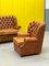 Vintage Chesterfield Brown Leather High Back Sofa and Armchairs, Set of 3, Image 13