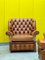 Vintage Chesterfield Brown Leather High Back Sofa and Armchairs, Set of 3, Image 17