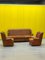 Poltrone e divani Chesterfield vintage in pelle marrone, set di 3, Immagine 1