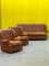Vintage Chesterfield Brown Leather High Back Sofa and Armchairs, Set of 3 7