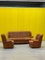 Vintage Chesterfield Brown Leather High Back Sofa and Armchairs, Set of 3 3