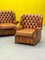 Vintage Chesterfield Brown Leather High Back Sofa and Armchairs, Set of 3 4