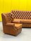 Vintage Chesterfield Brown Leather High Back Sofa and Armchairs, Set of 3, Image 14