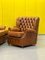 Vintage Chesterfield Brown Leather High Back Sofa and Armchairs, Set of 3 20