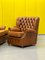 Vintage Chesterfield Brown Leather High Back Sofa and Armchairs, Set of 3, Image 20