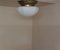 Flat Vintage Ceiling Lamp with Profiled Brass Mount & Segmented Opaque White Glass Screen, 1980s, Image 7
