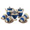 Vienna Imperial Porcelain Coffee Service in Prussian Blue & Gold, 1825, Set of 19 1