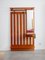 Large Wall Mounted Slatted Entry Coat and Hat Rack with Mirror and Shelf attributed to Alfred Hendrickx, 1961 2