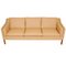 3-Sitzer Sofa aus naturfarbenem Nevada Leder von Børge Mogensen für Fredericia 5