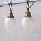 French Opaque Glass, Brass and Opaline Glass Pendant Lamps, Set of 2 1