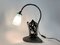 Lampe de Bureau Art Déco en Fer Forgé sur Socle en Marbre Gris, 1930s 2