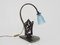Art Deco Table Lamp in Wrought Iron on Gray Marble Base, 1930s, Image 6