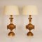 Neoclassical Italian Lamps in Carved Gold Giltwood, Set of 2 1