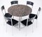 Tavolo da pranzo vintage in granito e sedie da pranzo in metallo cromato nero, anni '90, set di 7, Immagine 2