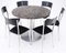 Tavolo da pranzo vintage in granito e sedie da pranzo in metallo cromato nero, anni '90, set di 7, Immagine 1