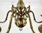Lámpara de araña vintage grande de bronce dorado de Deknudt Belgium, años 70, Imagen 7