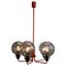 Lámpara de araña grande atribuida a Bag Turgi con 5 esferas grandes, Suiza, años 60, Imagen 1