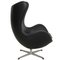 Chaise Egg en Cuir Noir par Arne Jacobsen pour Fritz Hansen, 1960s 2