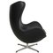 Egg Chair in Black Leather by Arne Jacobsen for Fritz Hansen, 1960s, Image 2