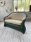 Green Wicker Bench with Flowery Pattern, 1950s 55