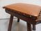 Vintage Oak Milk Stool with Leather Top, 1890s 6